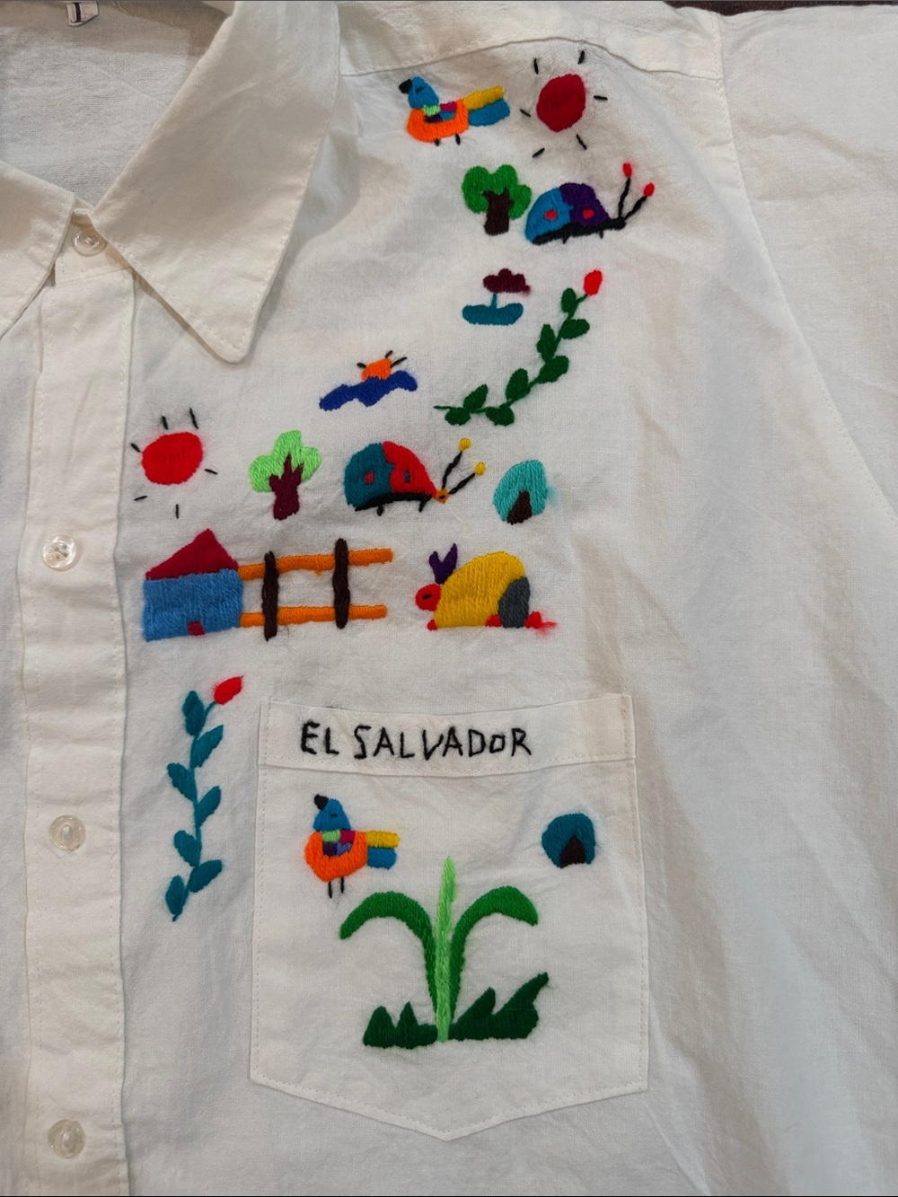 ARTISAN El Salvador Embroidered Floral Top Boho Chic Heritage folk Large - Picture 2 of 13